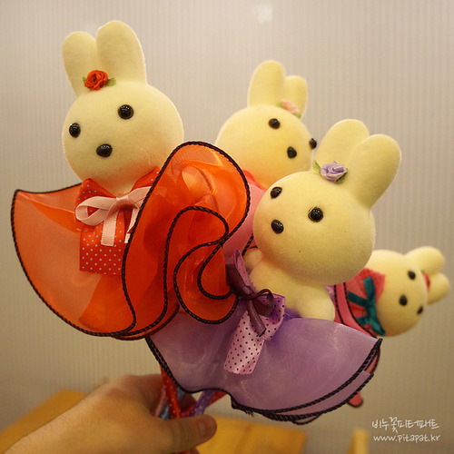 토끼인형볼펜/꽃다발만들기재료-피우다랩