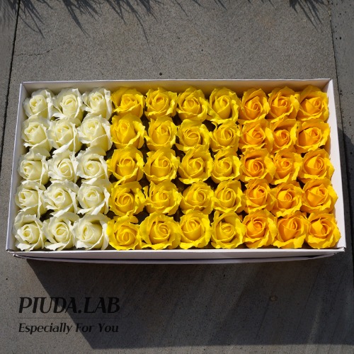 장미비누꽃50송이 3색혼합 노랑계열/비누꽃재료 사탕부케 도매-피우다랩