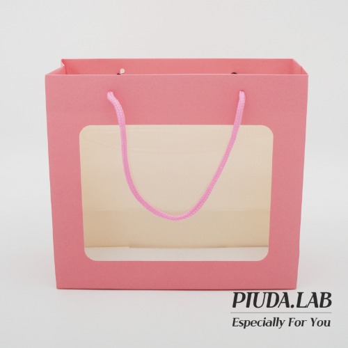 쇼핑백 직사각 투명창 대 핑크-피우다랩