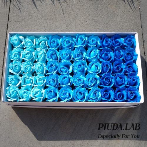 장미비누꽃50송이 3색혼합 블루계열/비누꽃재료 사탕부케 도매-피우다랩