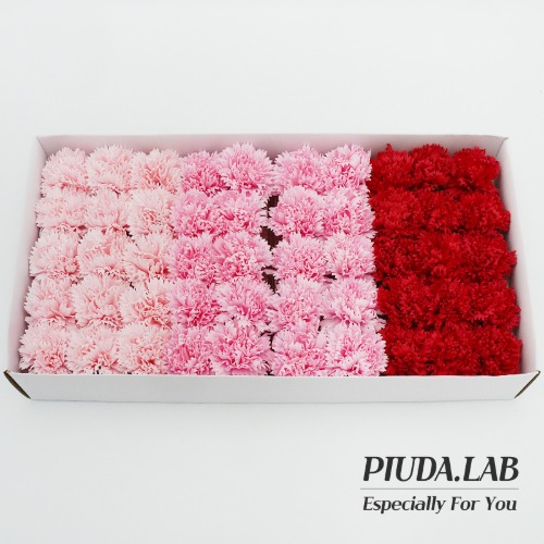 카네이션비누꽃50송이 3색혼합 핑크레드계열/비누꽃재료 사탕부케 도매-피우다랩
